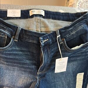 BKE Blue Relaxed Jeans with Distressed Detailing